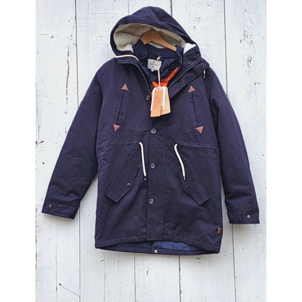 BellField Men's Navy 2 In 1 Hooded Jacket Parka Coat New 100% Cotton Sz M